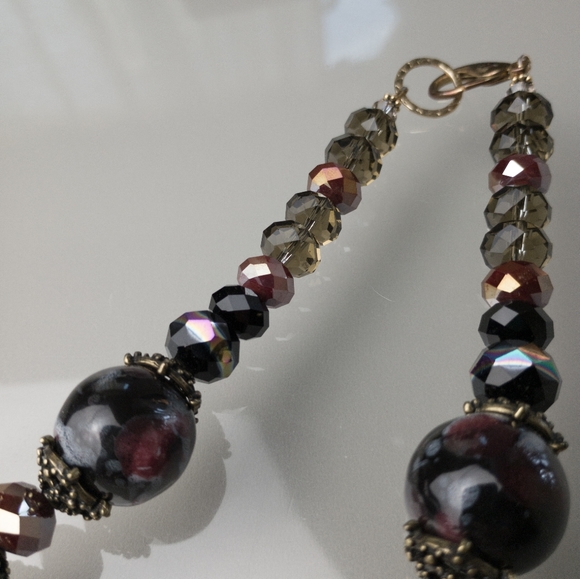 Italian Handmade Beaded Necklace Luxury Clasp Purple & Red Jewelry - Picture 6 of 12